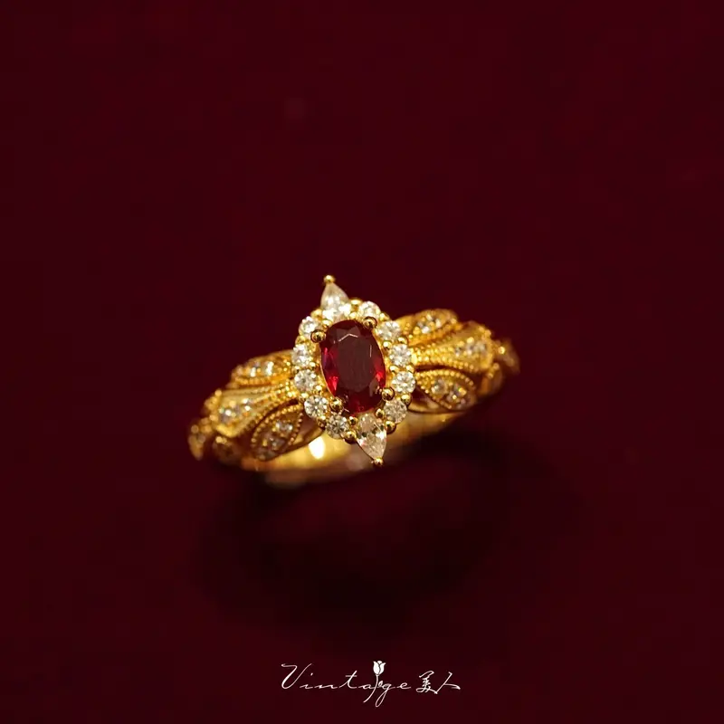 Nhẫn Hở, Phong Cách Tòa Án Pháp, Thiết Kế Cổ Điển Cao Cấp, Độc Đáo, Ruby Sáng Bóng, Hiệu Ứng Làm Sáng Women Nữ 6