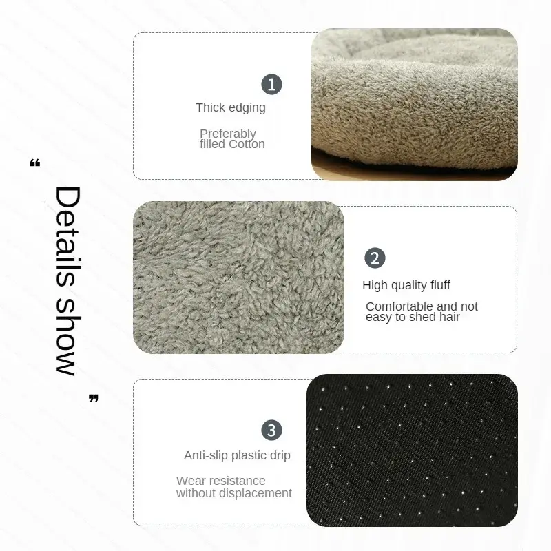 Arctic Flannel Round Cat Bed Warm Cat Bed Dog Bed Round Bed Wear-resistant Soft and Comfortable Mat Winter Supplies Pet Supplies 4