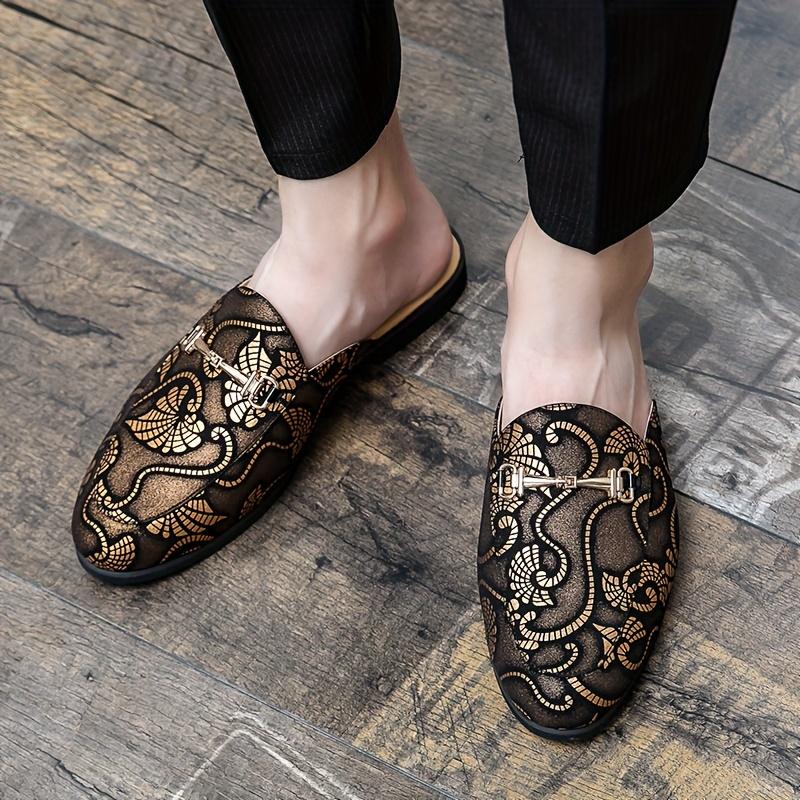 Men'S Casual Outdoor Trendy Slip-On Loafers with Colorful Pattern, Pointed Toe, All-Season, Spring/Summer/Fall/Winter, Daily & Casual, Party, Street Wear, Golden Accents, Faux Upper & Inner, Rubber Sole, Faux Insole 1