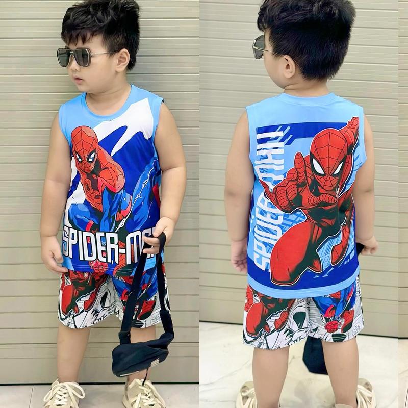 9-14kg Đồ bộ bé trai (quần thun) sát nách thun lạnh mát mẻ