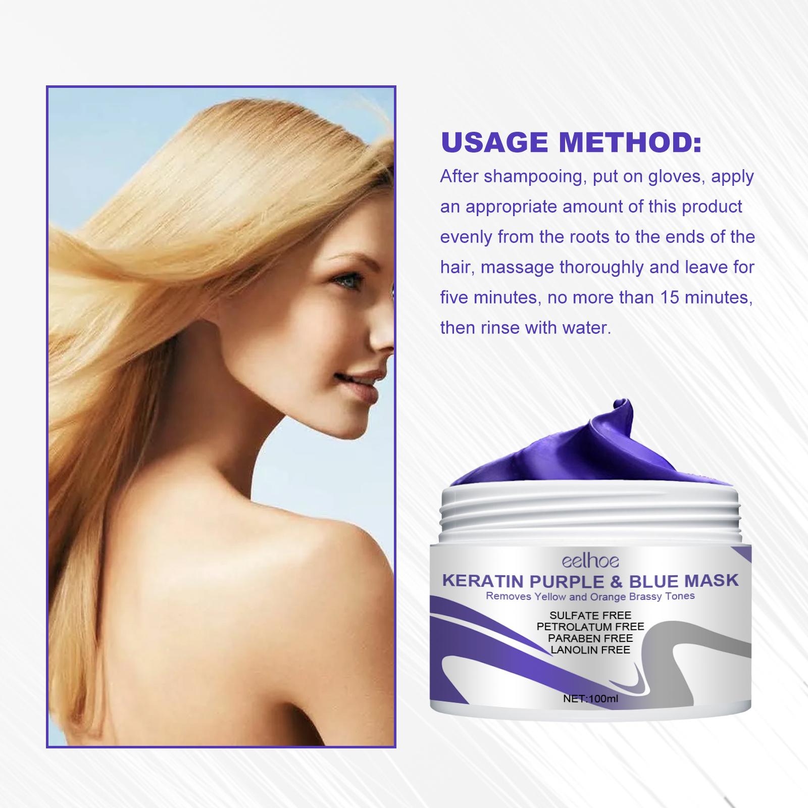 Masker Rambut Ungu EELHOE Melembapkan Ujung Rambut Terbelah, Rambut Kering Perm, dan Masker Melembapkan Rambut Halus Conditioner Vitamin Haircare Shampoo Perawatan Ketombe Kutu