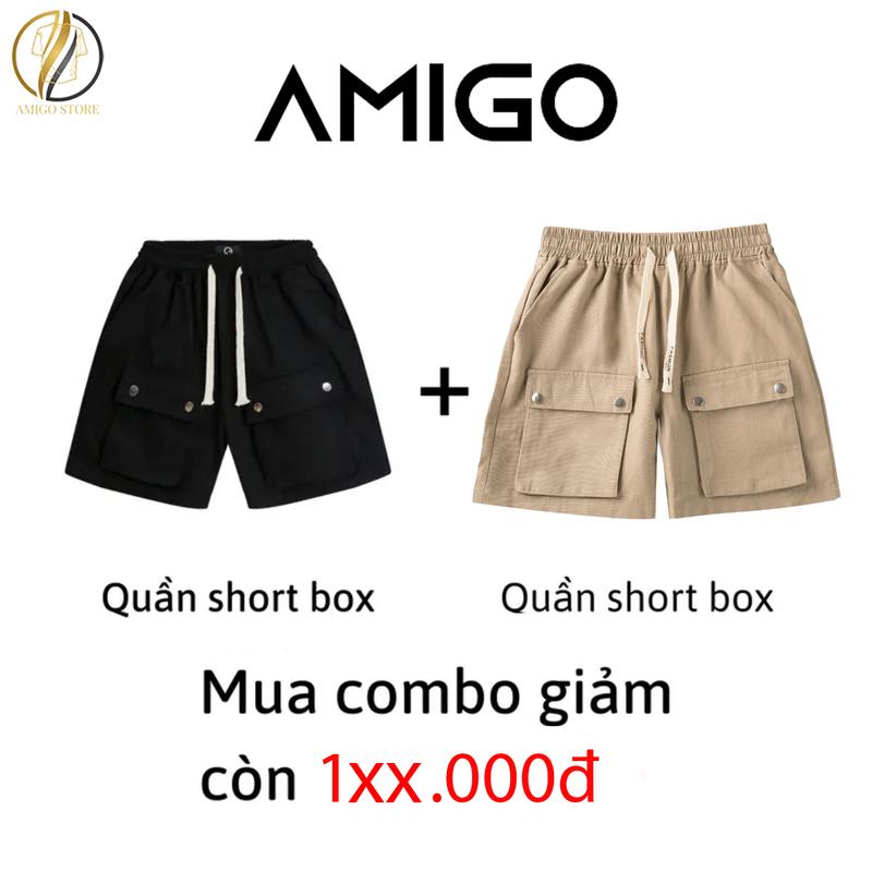 Combo 2 quần short kaki túi hộp AMIGO STORE nam nữ from dáng Hàn Quốc trẻ trung basic Box short Amigo Store Quần Lửng Menswear