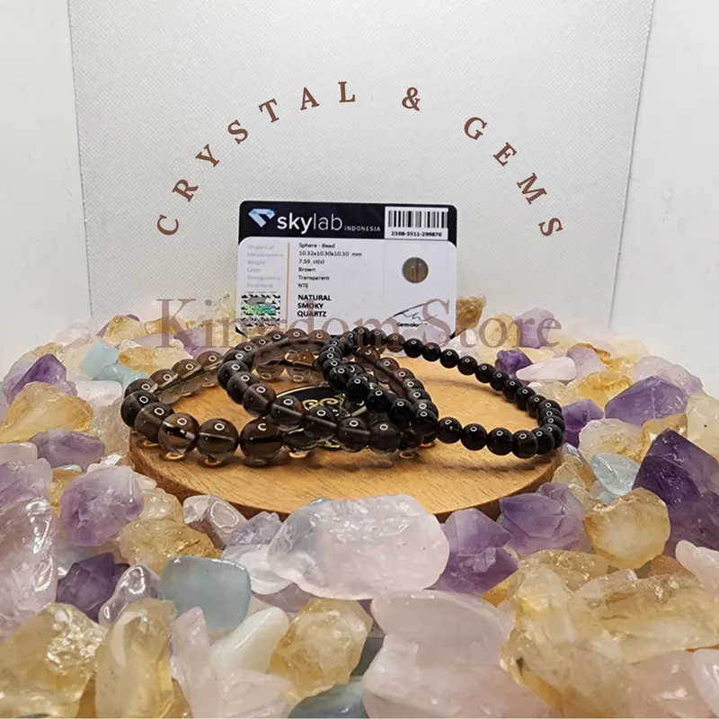 Gelang Batu Crystal Smoky Quartz Full Natural 2