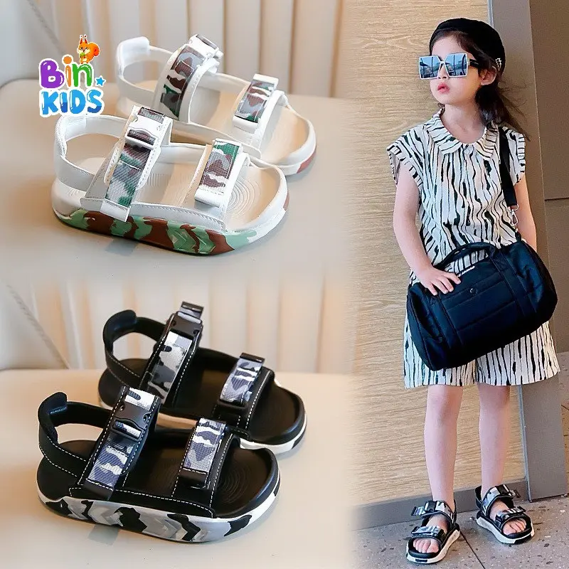 [FORM TO] Sandal Trẻ Em - Sandal Rằn Ri Quai Dán Chất Liệu Cao Su Mềm Êm Size cho bé từ 3 đến 12 tuổi Mã S57 2
