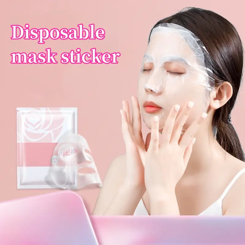 100Pcs/Bag Disposable Mask Sticker Transparent PE Mask Wrap Facial Care Tool Accessories