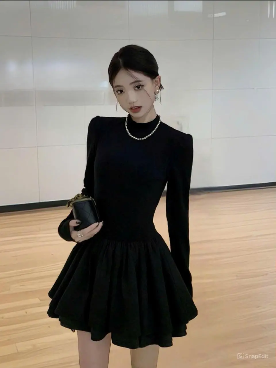 Váy thiết kế ôm body chất nhún ngọc trai xinh xắn - Đầm -Women Dress