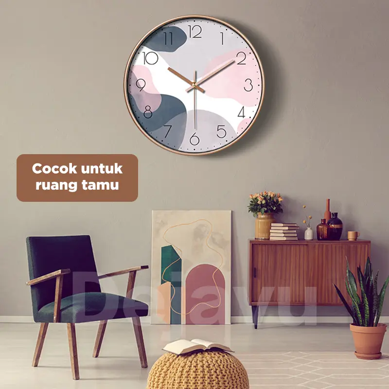 Dejavu Jam Dinding Aesthetic Modern Tahan Lama Bulat Digital Quartz Minimalis Elegant Tahan lama Awet HJD103 Round Digital 4