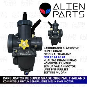 (BISA COD) KARBURATOR NSR BLACK DOVE PE 24 26 28 SKEP KUNINGAN PISTON THAILAND KARBU PE28 PE26 PE24 KARBULATOR BEAT VARIO MIO RX MX GRAND SUPRA 125 X BYSON NVL NVA NINJA CBR GL PRO RR SOUL FI FU 150 SATRIA R 115 TIGER GL REVO MX VEGA Z ZR