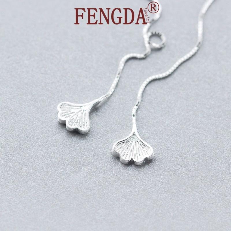 Product Introduction of Cod Ginkgo Leaf New Mori Sweet Leaf Shaped Long Earring Chain Special-Interest Design Gold 16