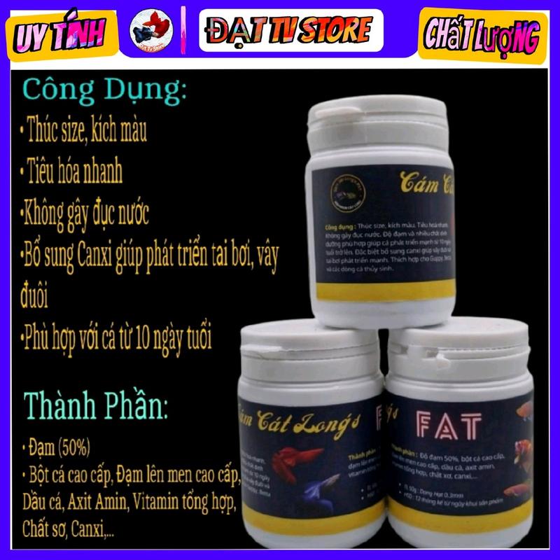 Cám Cát Long Fat dinh dưỡng dành cho cá bảy màu guppy, betta, các loại cá thủy sinh
