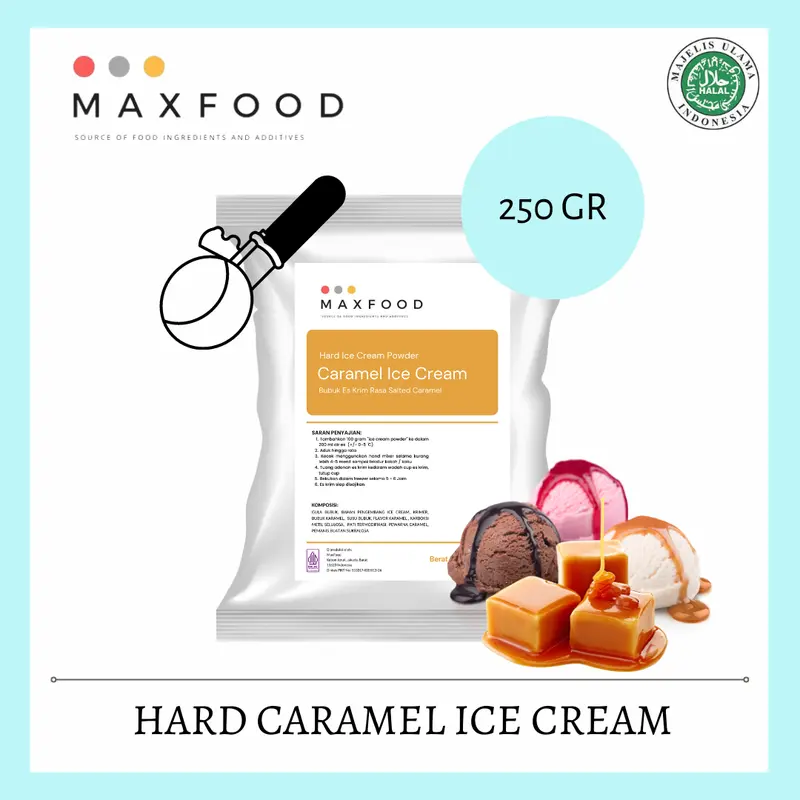 MAXFOOD - Hard Salted Caramel Ice Cream Powder / Bubuk Es Krim Rasa Karamel 250 GR 0