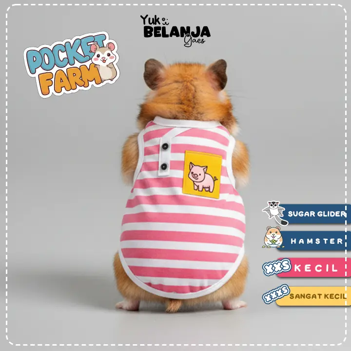 Baju Sugar Glider / Hamster Kaos Pocket Farm Tank size XXS dan XXXS | Yuk Belanja Gaes!
