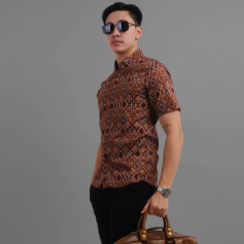DGM Kemeja Batik Pria Lengan Pendek Batik Songket 005 A 3