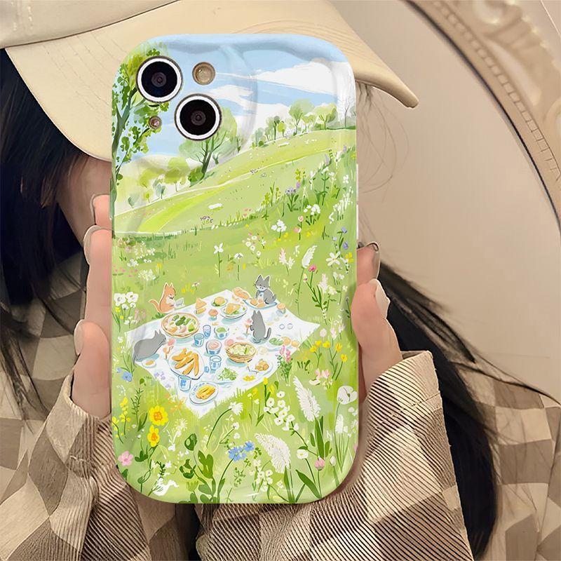 Product Introduction of Kitten Picnic for iPhone 15 Phone Case iPhone 15/14/13/12/11 Pro Cartoon XR/XS Max/8/7 1