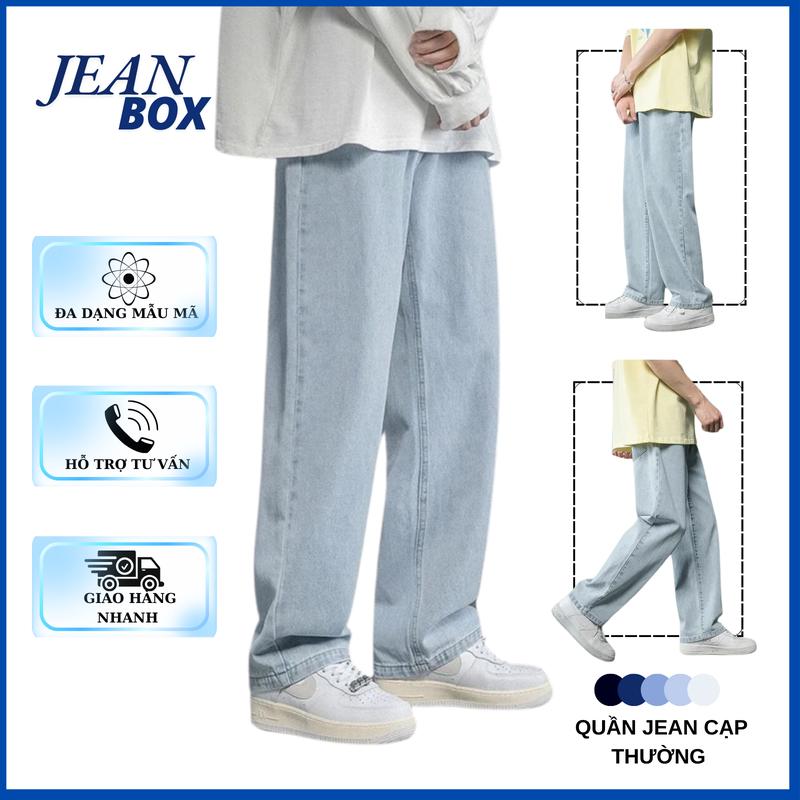 Quần jean ông suông  nam nữ màu xanh nhạt JEAN BOX T9 có túi tiện dụng Menswear Pants Hàn Quốc