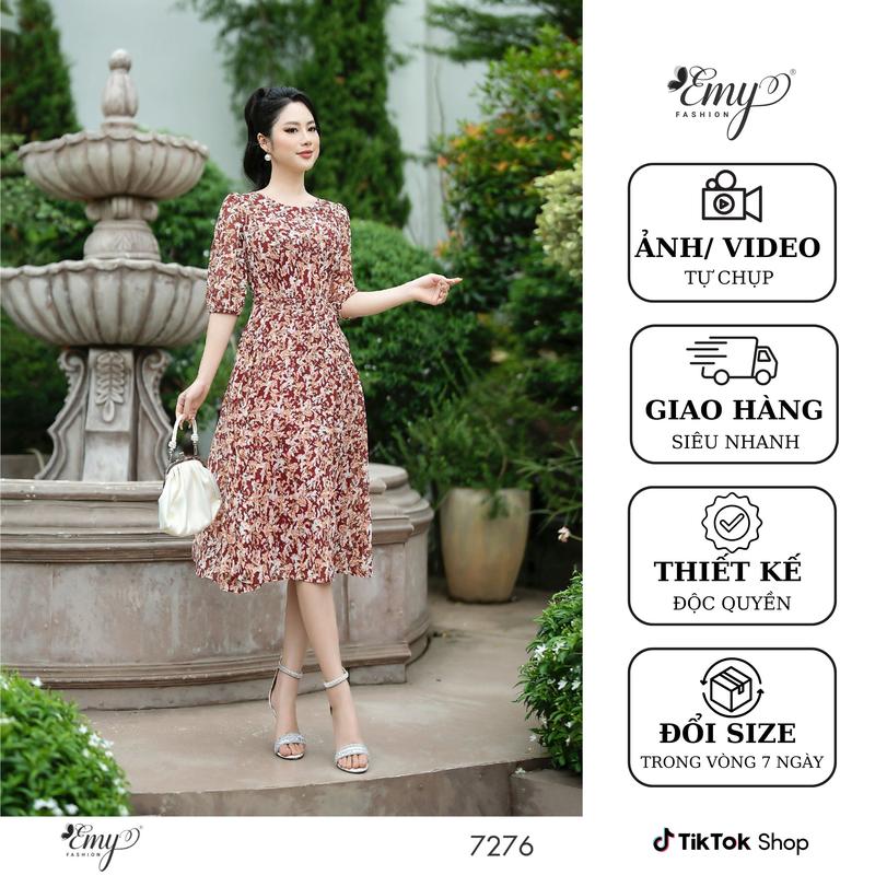 Đầm EMY EM7276 Váy Xoè Dạo Phố Tay Lỡ Hoạ Tiết Hoa Nhí Trẻ Trung Nữ Tính Phù Hợp Dạo Phố Tiệc Tùng Mùa Hè Thiết Kế Thanh Lịch