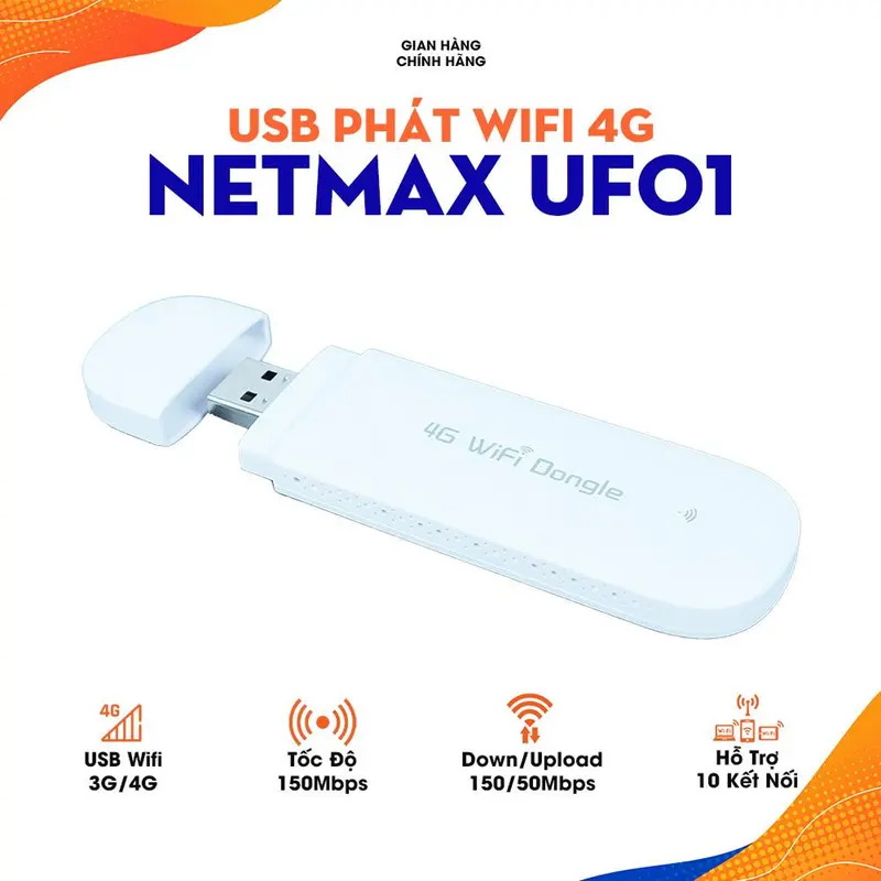 USB Phát WiFi 4G NETMAX UF01 Tốc Độ 150Mbps 0