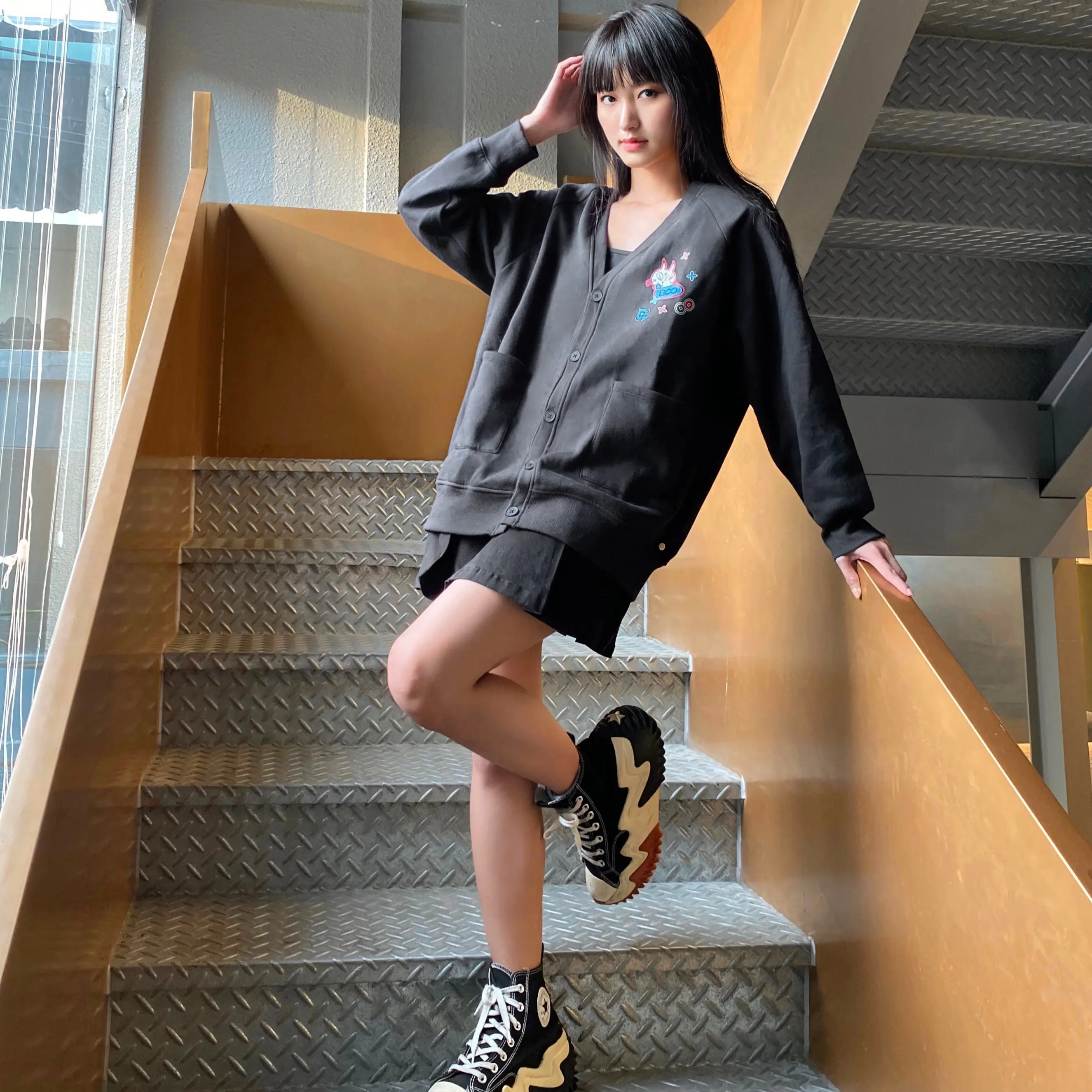 Áo Cardigan BOO Unisex Dáng Oversized Nỉ GWP 3 Bích Đi Trước