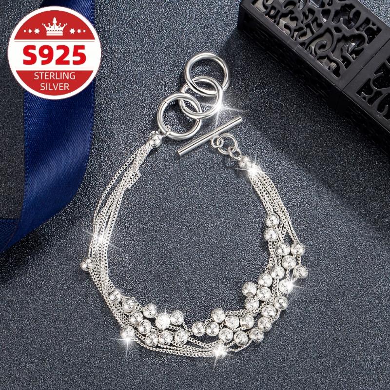 Sterling Silvery 925, Six Chain, Round Bead - Fashionable Elegant Daily Wear Party Jewelry Perfect Feminine Charm Christmas Gift 5
