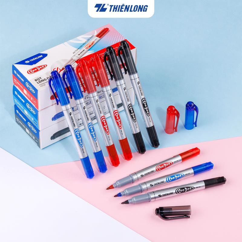Combo 10 cây Bút lông dầu Thiên Long PM-04 - 2 đầu bút linh hoạt mực cao cấp đậm màu tiêu chuẩn an toàn quốc tế