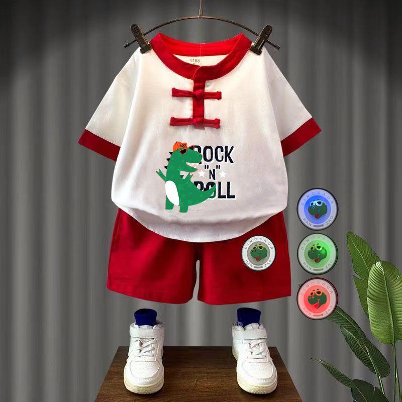 Product Introduction of Boy Han Chinese Clothing Suits Baby Luminous Two-Piece Pants Red CNY New Year Clothes Chinese Style Tang Suit 14