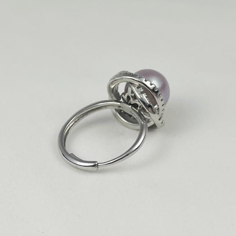 [R003] - 1pc 10-11mm Freshwater Pearl (AAA Slightly Flawed, Purple Round) Ring, Alloy 6