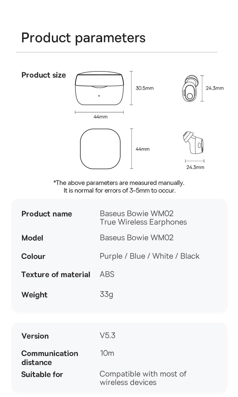 Product Introduction of Baseus Bowie pw02 TWS 5.3 Bluetooth earbuds smart noise reduction in-ear headset built-in microphone touch control true wireless earphone strong Bass Audio earphones 15