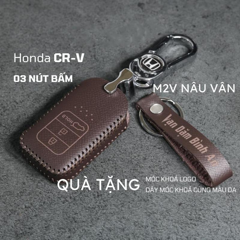 Bọc chìa khoá Honda HRV, CRV CITY, CIVIC 2 - 3 nút bấm, bao da, ốp chìa khoá da b ò thật Móc Khoá Móc Khóa Nội Thất