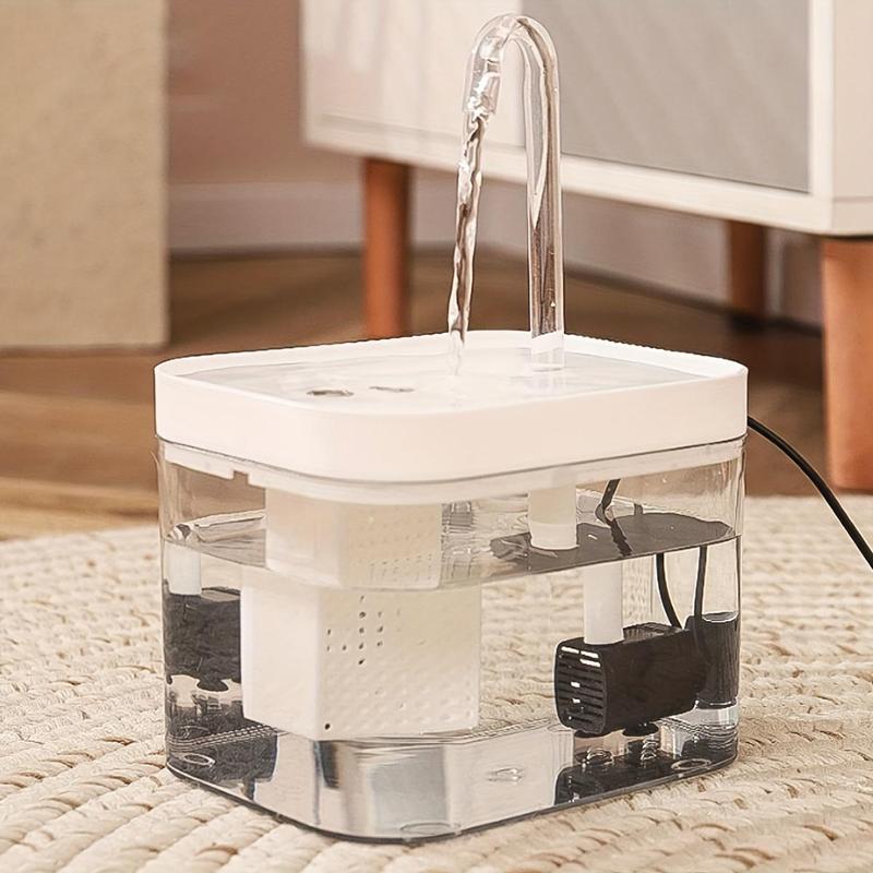 Pet Drinking Fountain, 1.5l Clear USB Rechargeable Automatic Water Bowl With Elbow, Feeding Supplies For Cats, Dogs & Birds 5