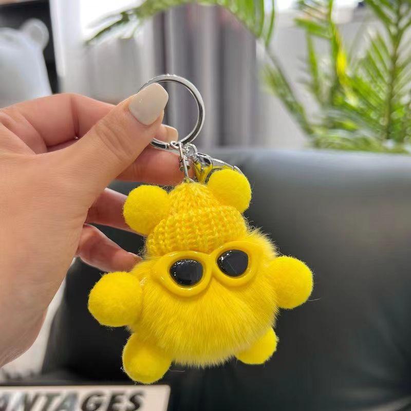 Product Introduction of Imitate Rex Rabbit Fur Little Briquette Elf Car Key Ring During Ins Online Influencer cute Plush Doll Bag Charm 15