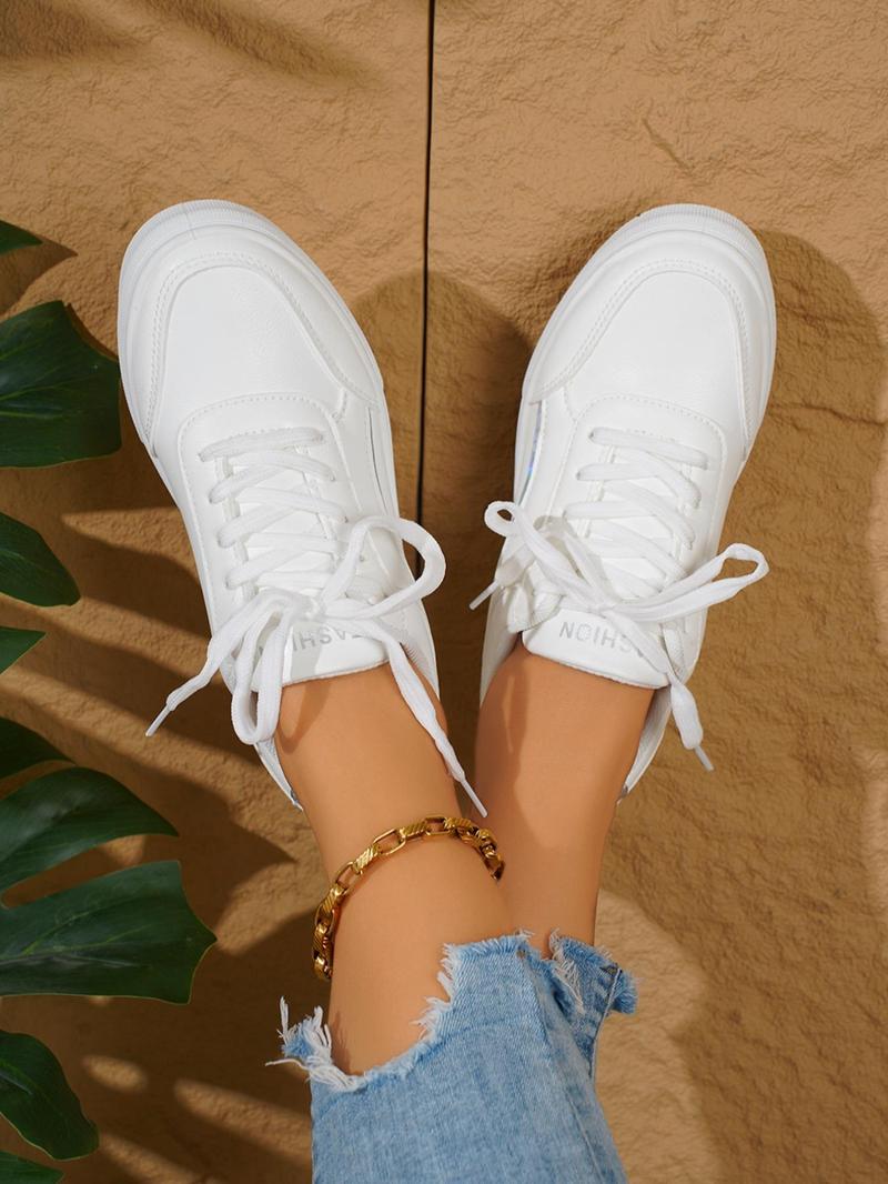 Product Introduction of Women's Fashionable Lace Up Low Top Casual Sneakers, Casual Comfortable Sports Shoes for Daily Wear, Female All-match Round Toe Shoes for Daily Wear 15