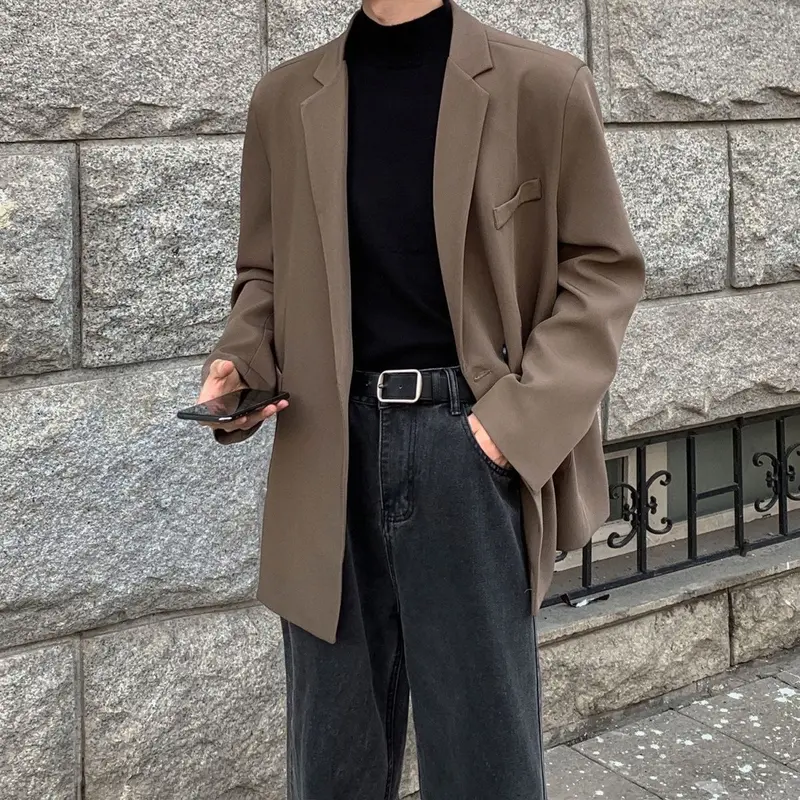 Áo Khoác Blazer Có Đệm Vai, Dành Cho Nam Giới, Phong Cách Cổ Điển Mỹ, Cỡ Lớn, Thích Hợp Cho Mùa Thu Và Mùa Đông, Cao Cấp Và Phong Cách, Bộ Đồ Nhỏ Thường Ngày 3