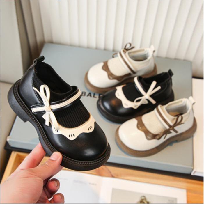 Giày Búp Bê Cổ Chun Cho Bé Gái Thắt Nơ màu Trắng Kem Cao Cấp sz 23-35, Đế Nhẹ Êm Chân Phong Cách Thời Trang Thu Đông2024 ( CHUN THẮT ) Voi Jean Sandal