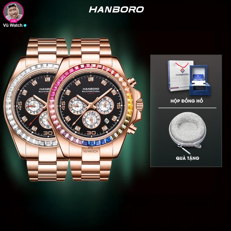 Đồng Hồ Cơ Nam Đeo Tay HANBORO WATCH 8032 [3638] Chính Hãng| Tặng kèm bóp đựng đồng hồ