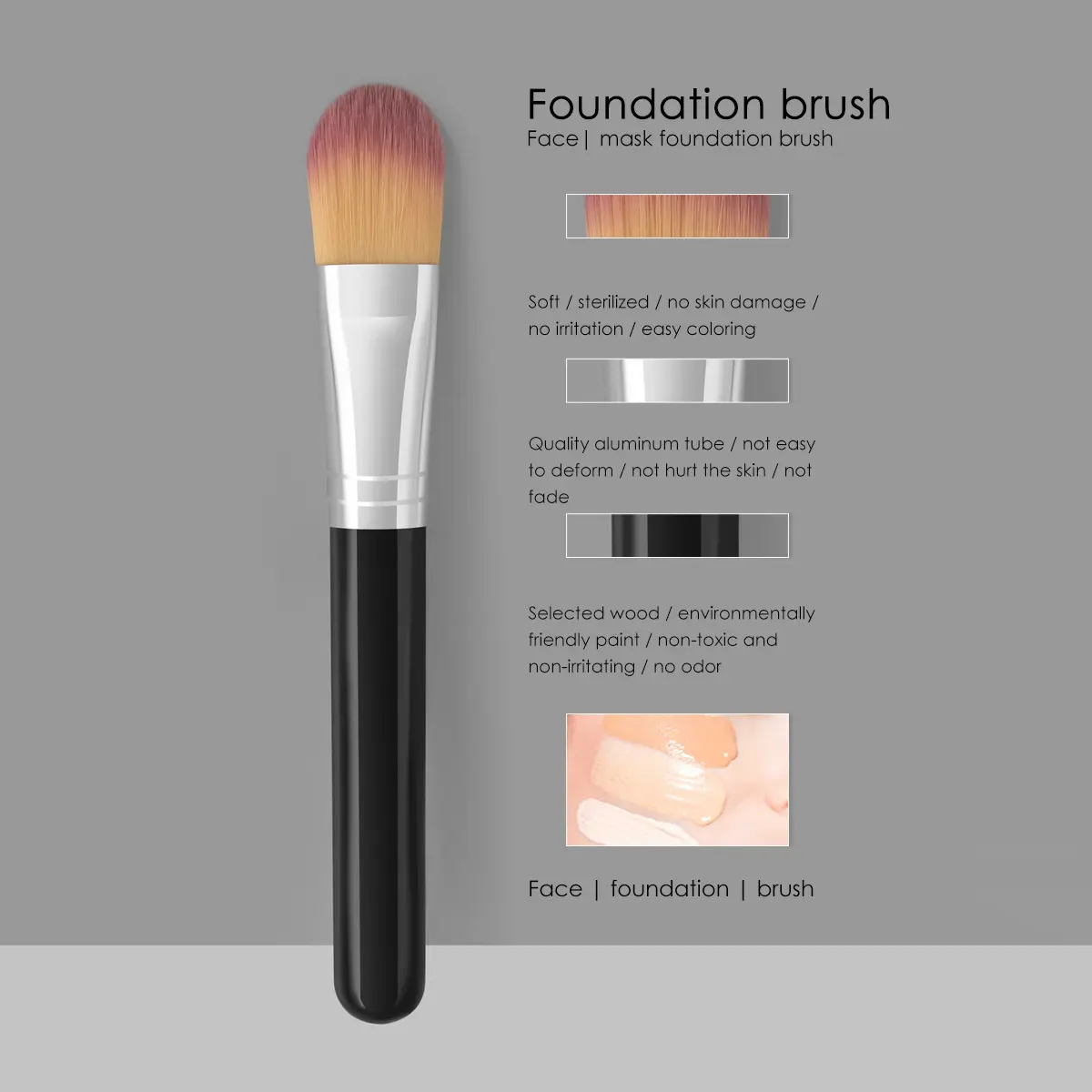 Single black foundation makeup brush can also be used as a mask brush contour brush high quality