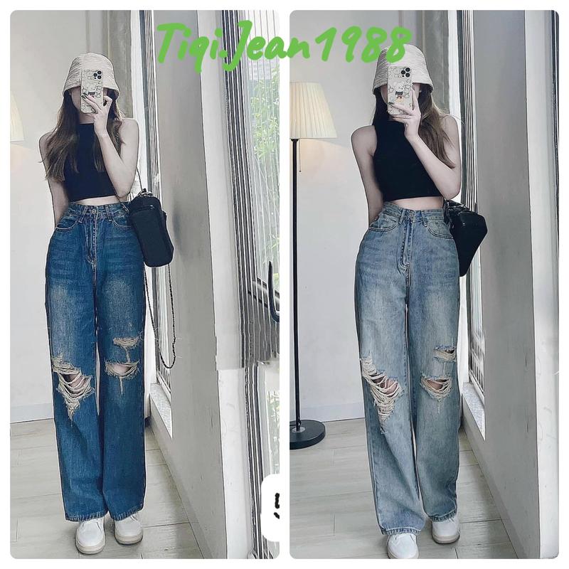 Quần jeans nữ ống rộng rách mài cá tính từ tiqi.jean1988 M5189, M5194 Pants Women