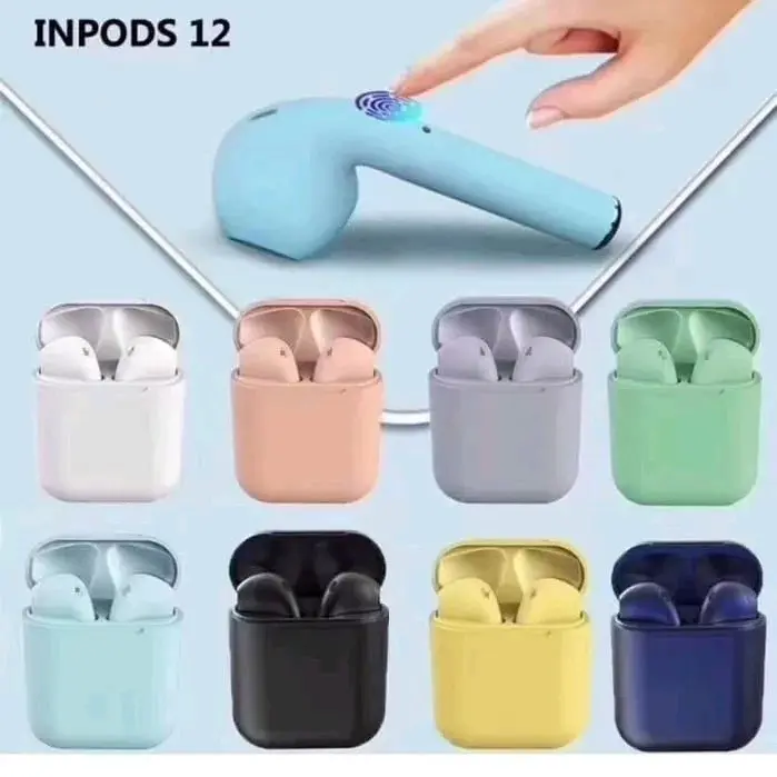 inpos headset bluetooth i12 wireless handsfree warna warni