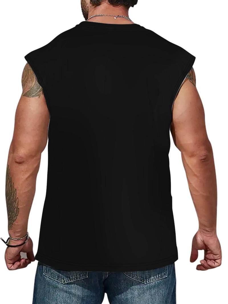 Product Introduction of 【Plus Size】 Men's Letter & Figure Print Round Neck Tank Top, Loose Casual Sleeveless Top for Summer, Men's Clothing for Daily Wear 2