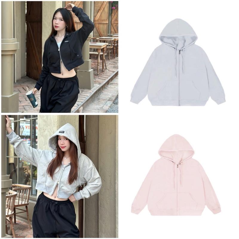 Áo khoác nỉ croptop CINDDY BRAND local brand hoodie zip dáng ngắn form rộng mũ to khoác HC01 Nữ Women áo  hoodie Ong