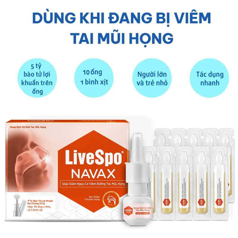 1 LiveSpo Navax Chuyên Dụng +1 LiveSpo Navax Kids (5 ống) + 1 LiveSpo Navax sơ sinh (10 ống), Navax nước muối cho bé sơ sinh chứa Bào Tử Lợi Khuẩn 2