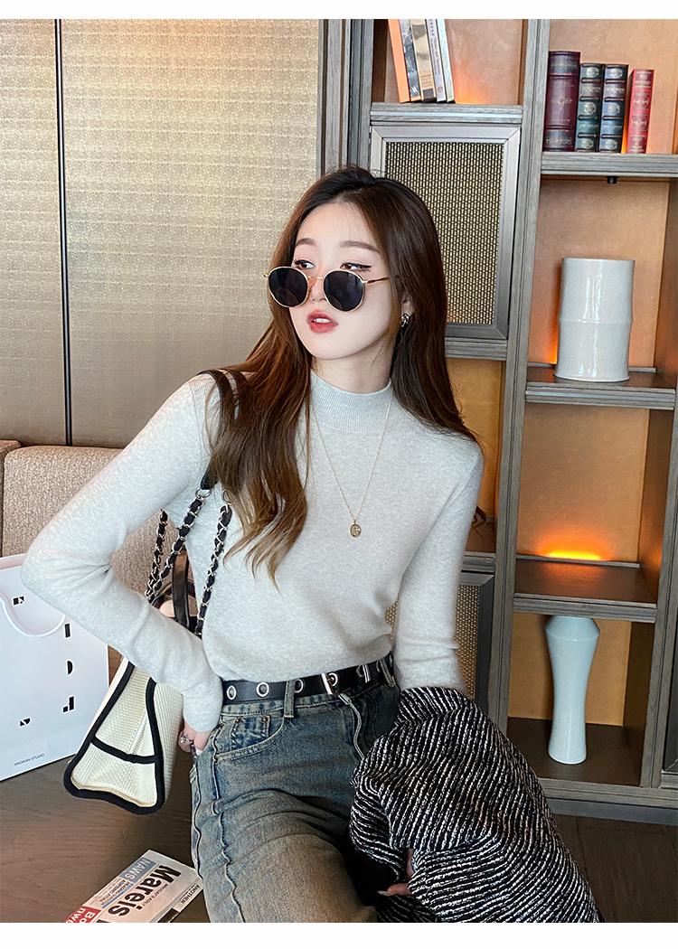 Product Introduction of Women's Knitwear Half Turtleneck Bottoming Shirt Classic Style Inner Wear Autumn and Winter Cashmere Sweater 2024 New Spring and Autumn Top 11