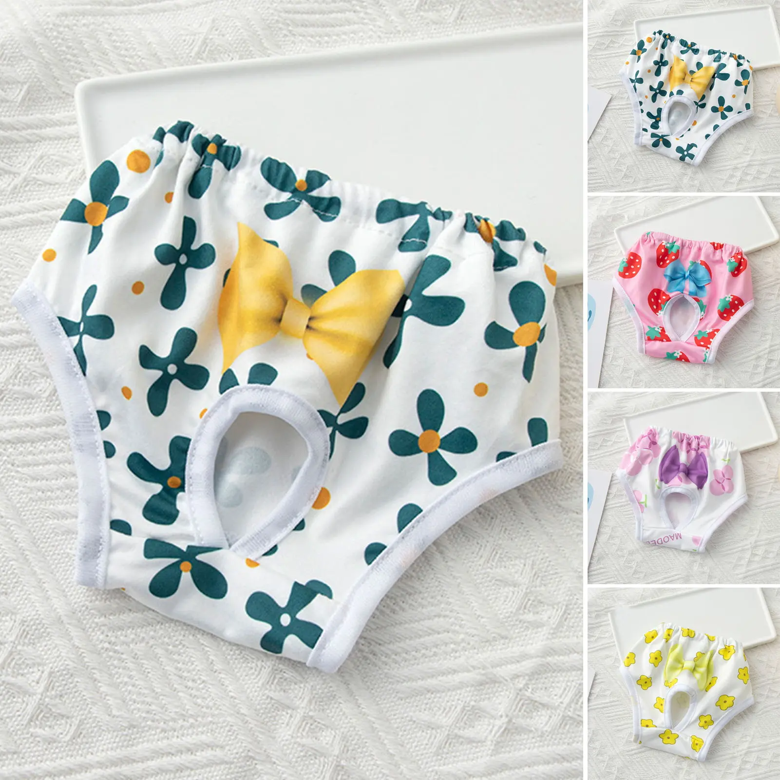 Or.Q-Pet Menstrual Pants Comfortable Absorbent Dog Diapers Prevent Mess Cartoon Patterned Breathable Shorts Underwear Princess Pet Panties Dog Clothes