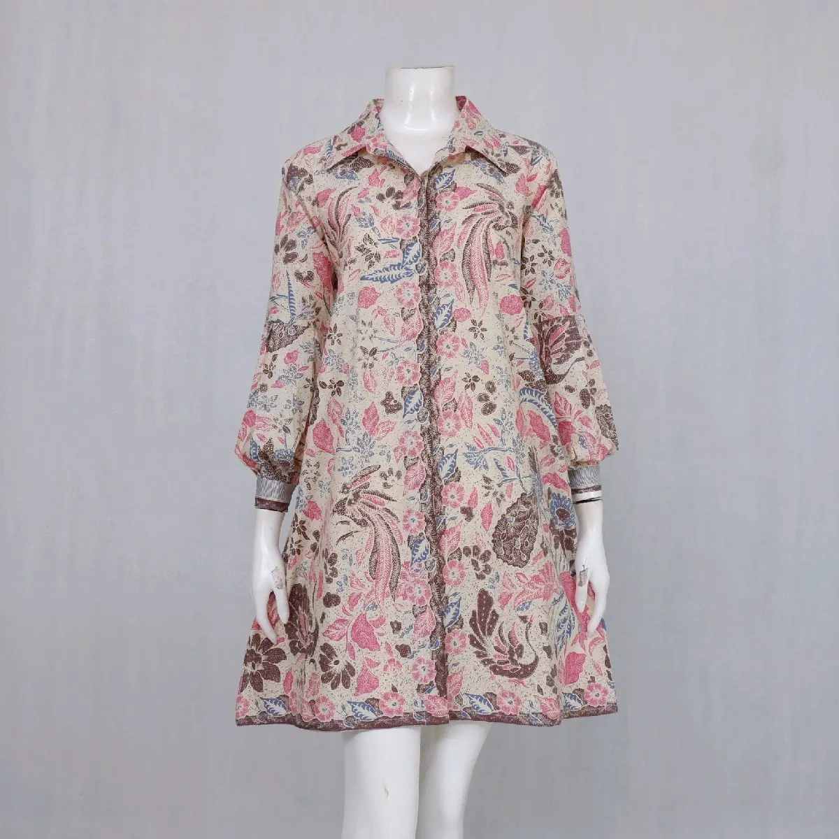 Tunik Wanita Batik Widuri New Bestari Berkerah Formal Katun