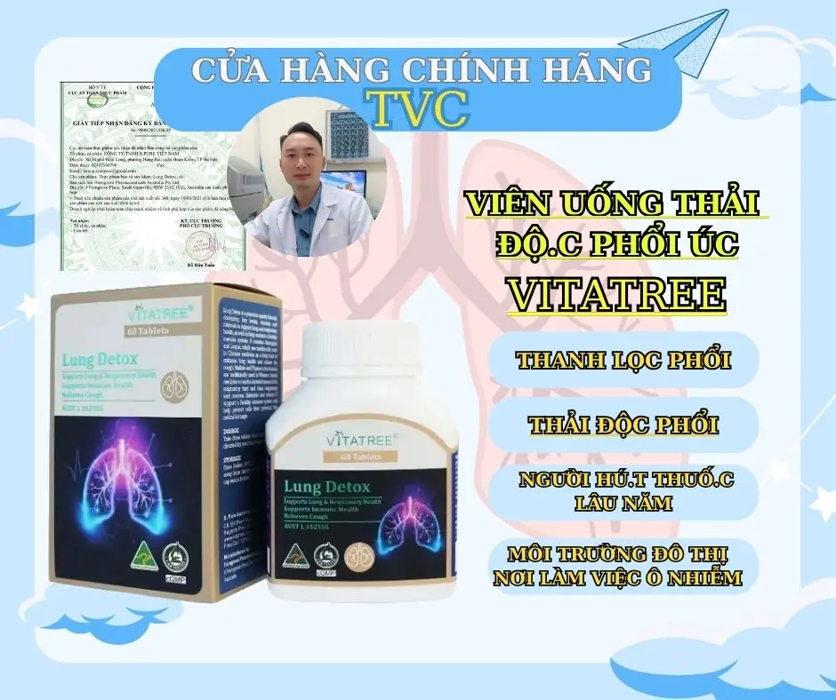 Viên uống hỗ trợ thải độc Phổi Vitatree 60 viên Úc lungdetox - Bổ phổi Úc, Detox phổi Úc