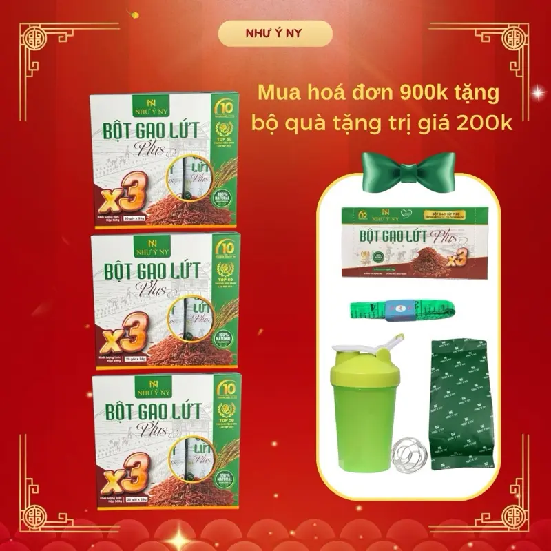 Bột Gạo Lứt Plus Như Ý NY Mới 560g - Gạo Lứt Huyết Rồng, Đậu Đen Xanh Lòng, Hạt Sen, Đậu Gà, Đậu Đỏ, Hạt Diêm Mạch