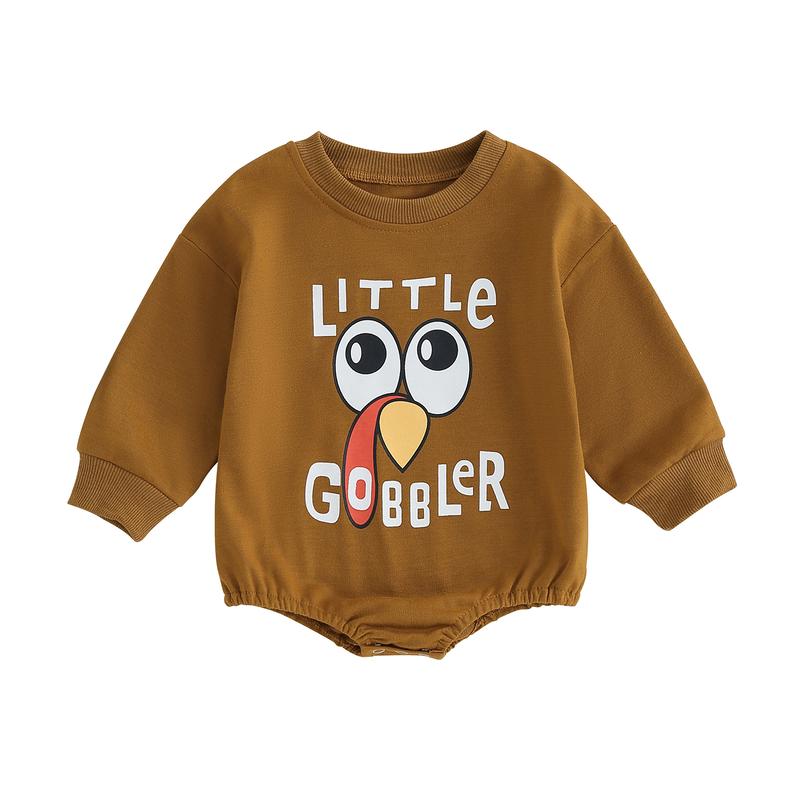 Baby Sweatshirt Rompers Thanksgiving Letter Print Long Sleeve Jumpsuit 0
