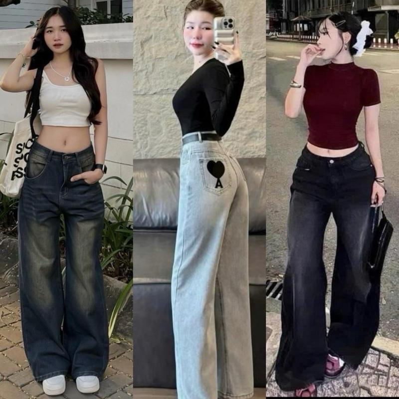 TỔNG HỢP 1050JXBSKCG- CÁC MÃ QUẦN XUÔNG NTH-   Xuông khói 08- quần xanh zơ 09- quần xanh 14  ]  jean nữ dài quần 1m08cm ống suông (cạp thường- không co giãn)  rộng Cạp,  siêu cá tính - hackkk dáng BIGSIZE