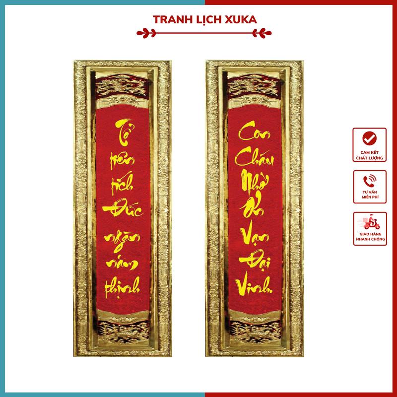 Bộ Hoành Phi câu đối treo phòng thờ, tranh gỗ tráng gương treo tường, trang trí nội thất