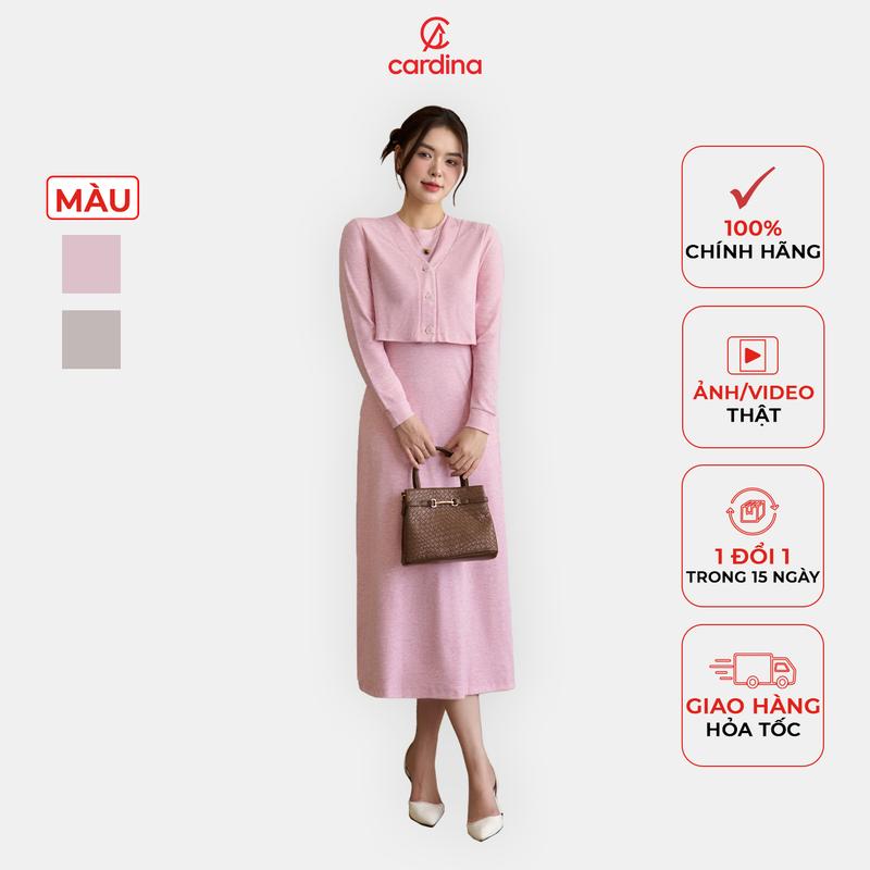 Set đầm nữ CARDINA chất liệu nỉ lông cừu áo khoác croptop phong cách thanh lịch trẻ trung kín đáo Y25 4SVA02
