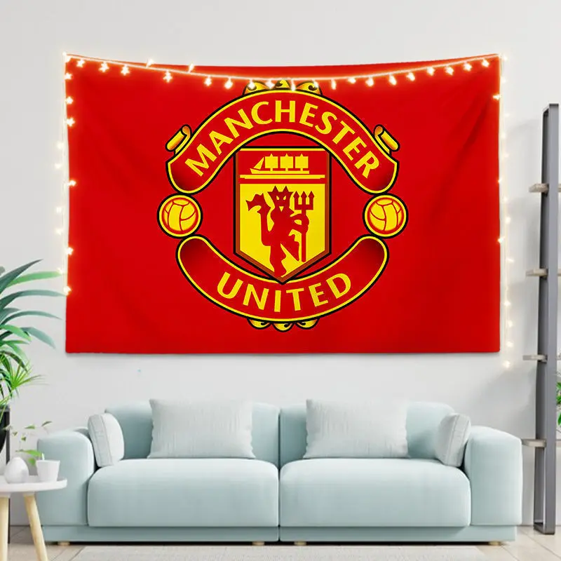 Champions League Football Team Logo Background Fabric Juventus Logo Barcelona Team Logo Background Fabric Bedroom Dorm Living Room Decorative Cloth Transformation Wall Painting Tapestry Decorative Cloth